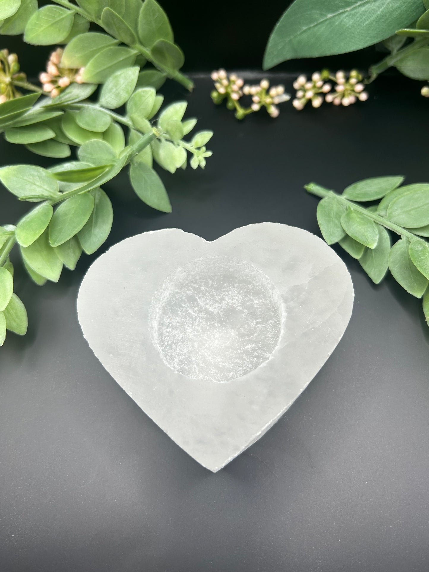 Selenite Heart Shaped Candle Holder