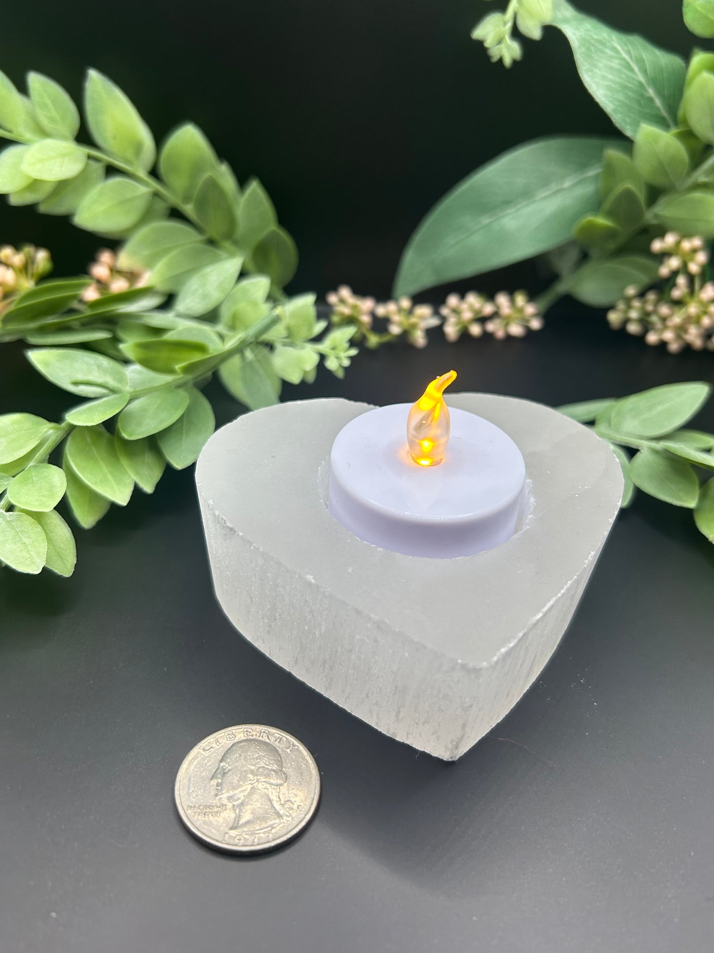Selenite Heart Shaped Candle Holder