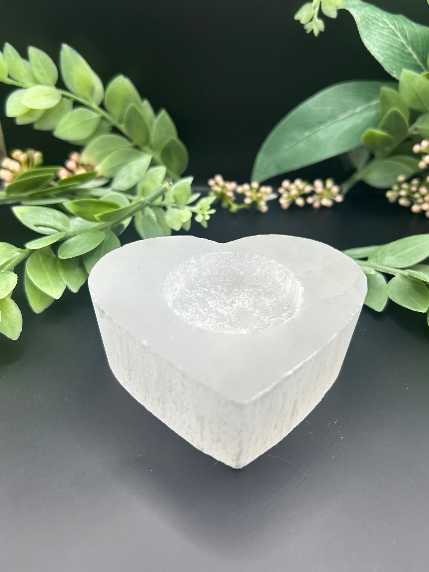 Selenite Heart Shaped Candle Holder