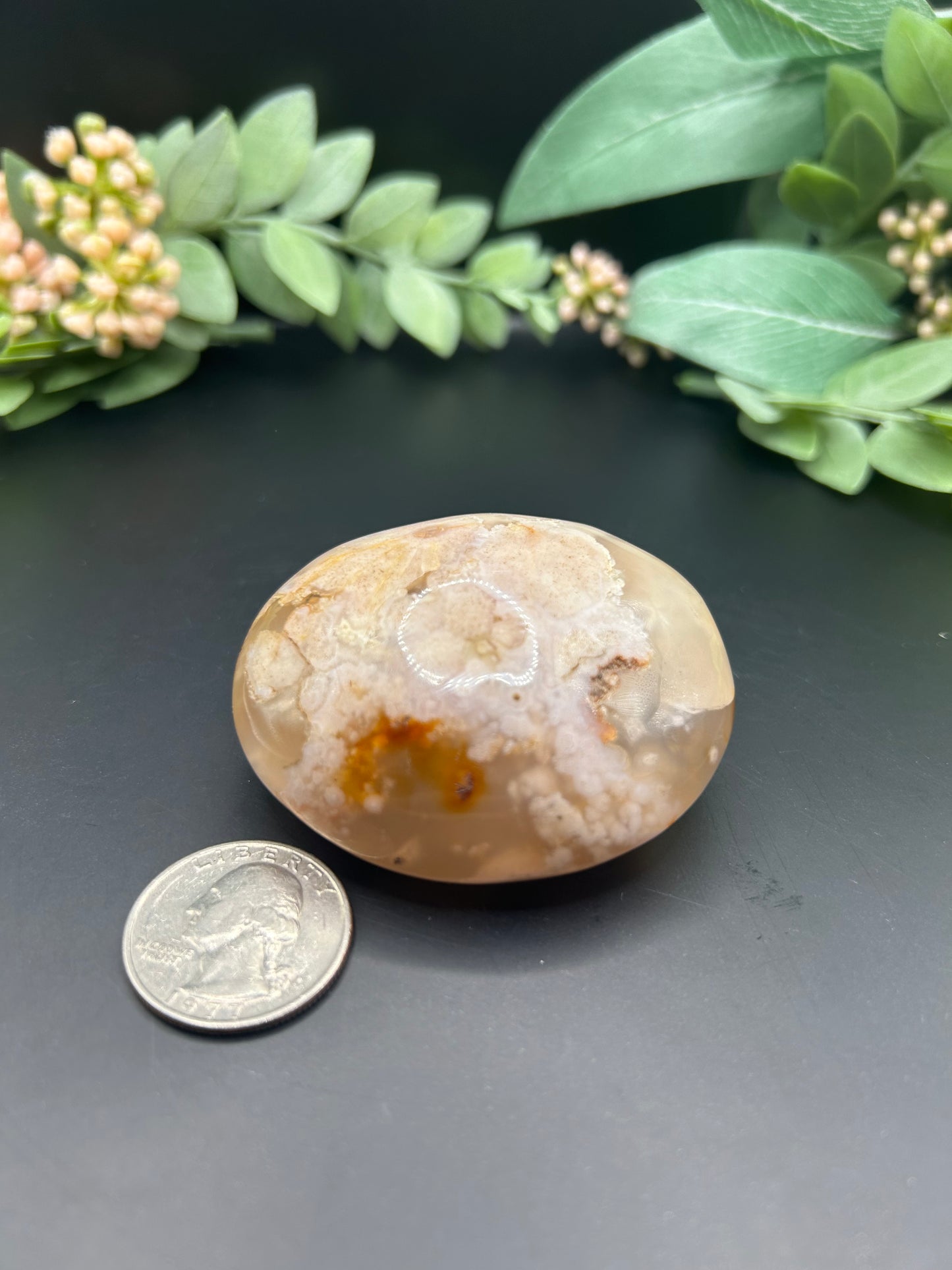 Flower Agate Palm Stone